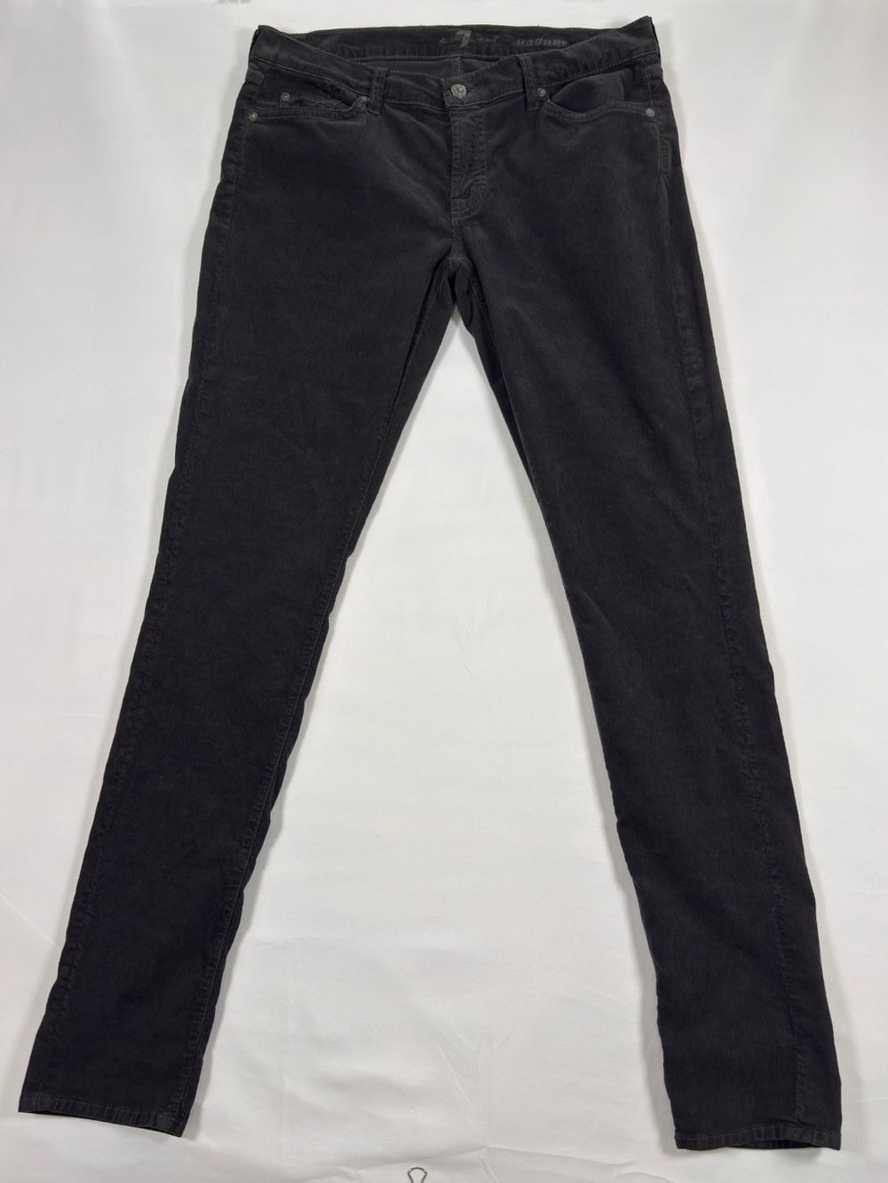 7 For All Mankind Roxanne Skinny Corduroy in Black